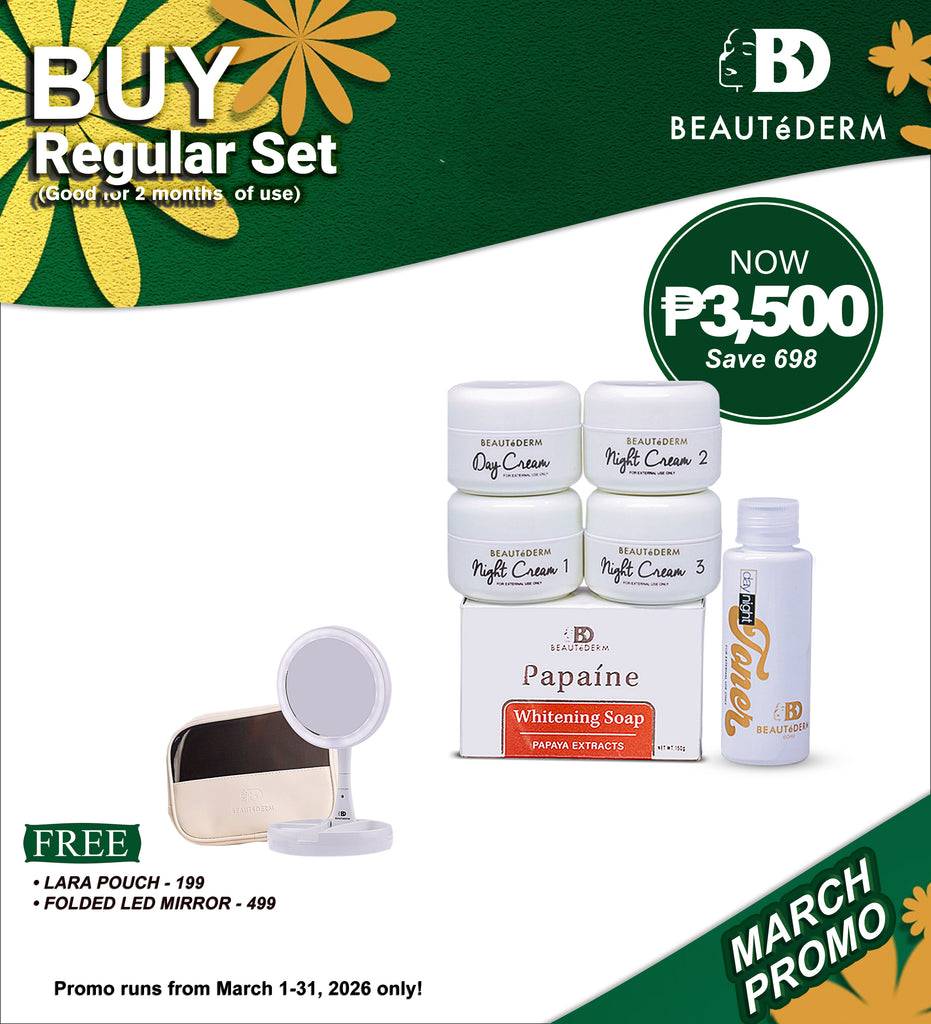 Beautederm Regular Set with Free Lara Pouch & Folded MIrror