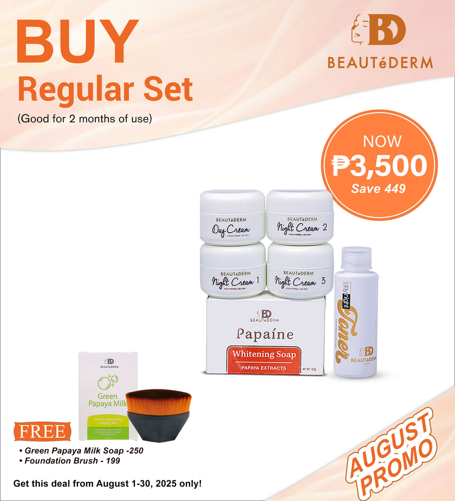 Beautederm Regular Set with Free Green Papaya Milk Soap & Foundation Brush