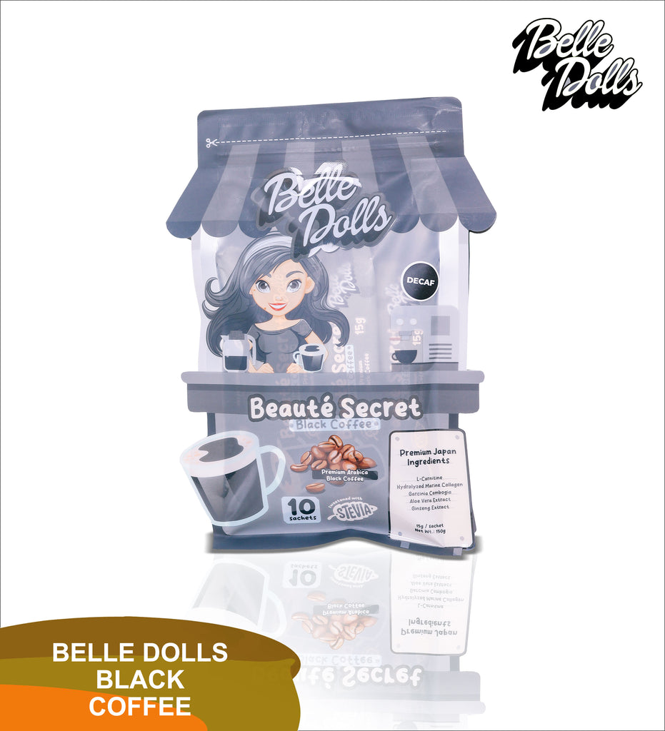 Belle Dolls Beaute Secret Black Coffee Decaf Slimming Blend 10 Sachets