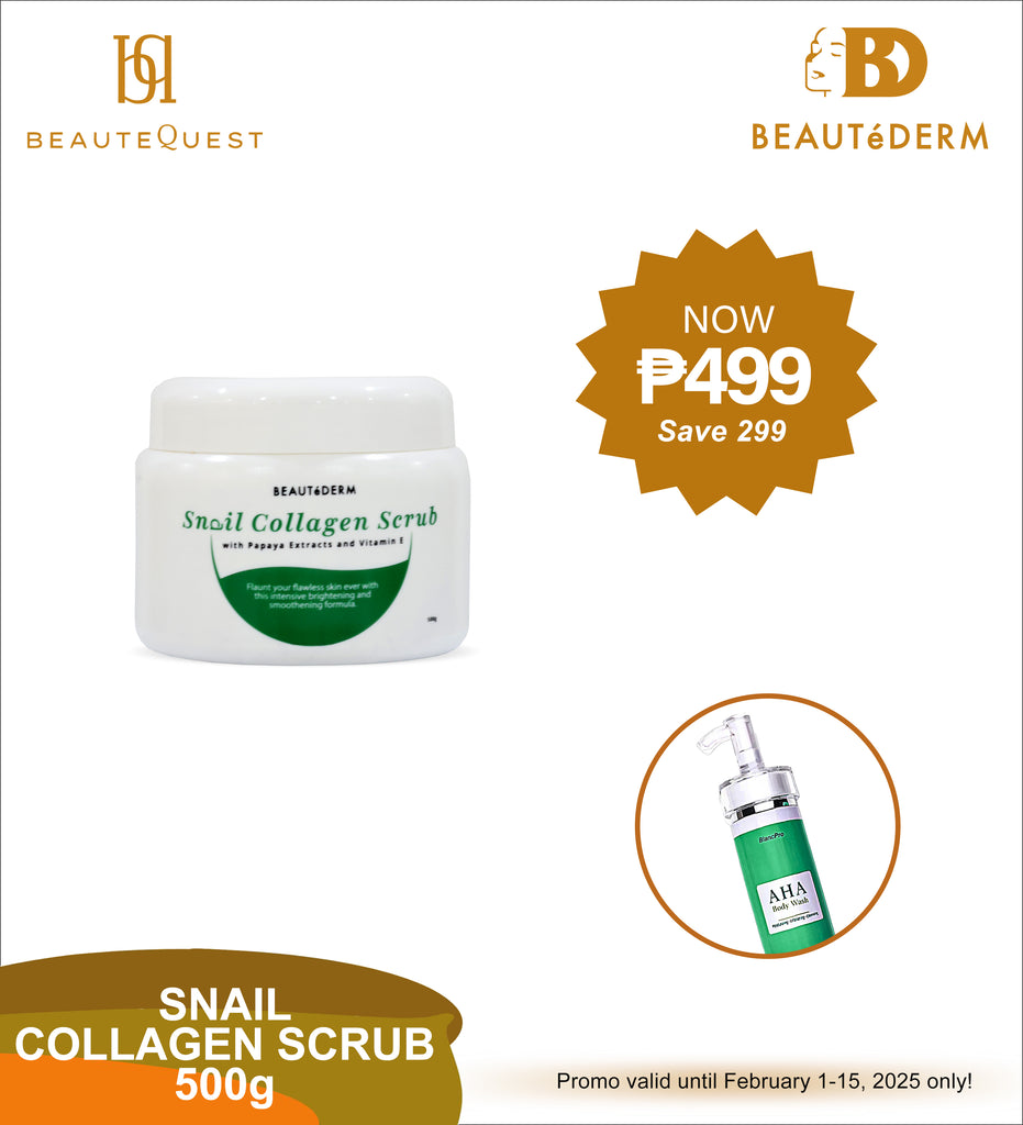 Beautederm Snail Collagen Scrub Papaya Extracts, Vitamin E and Shea Butter with FREEBIES