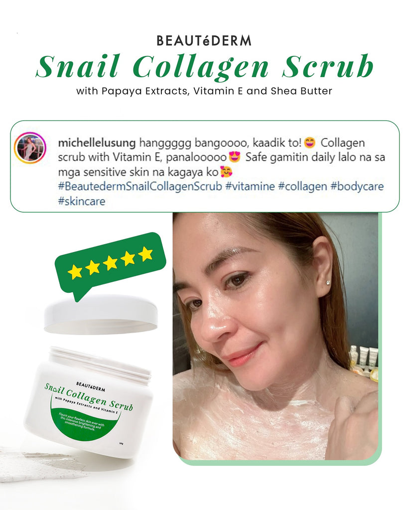 Beautederm Snail Collagen Scrub Papaya Extracts, Vitamin E and Shea Butter with FREEBIES